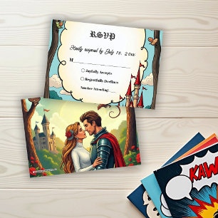 Cartão RSVP Casamento de Conto de Fadas no Castelo da Floresta