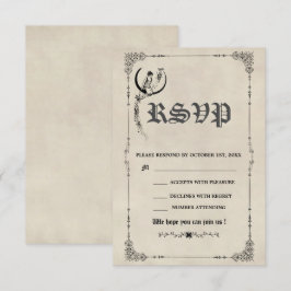 Cartão RSVP Casamento de Conto de Fadas Vintage em Livro de Hi