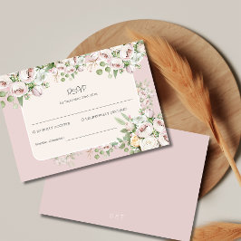 Cartão RSVP Casamento de cor de água floral Dusty rosa