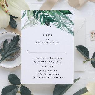 Cartão RSVP Casamento de Cor de Água Moderna em Verde Fresco