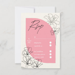 Cartão RSVP Casamento de cor-de-rosa e creme pastel elegante