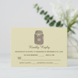 Cartão RSVP Casamento de Country Burlap Mason Jar
