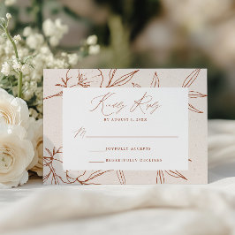 Cartão RSVP Casamento de Creme Botânico e Canela Moderna