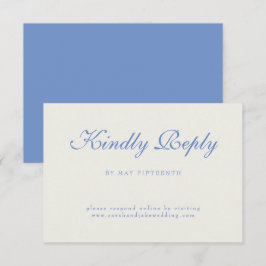 Cartão RSVP Casamento de Creme de Texto Azul