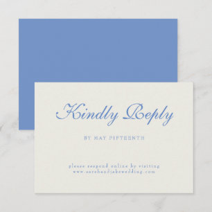 Cartão RSVP Casamento de Creme de Texto Azul