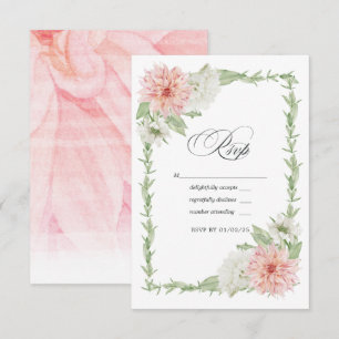 Cartão RSVP Casamento de Dália Rosa Pastel