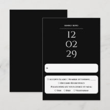 Casamento de Data Especial Simples Preto e Branco