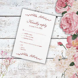 Cartão RSVP Casamento de Desenho de Mão Elegante
