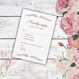 Cartão RSVP Casamento de Desenho de Mão Elegante