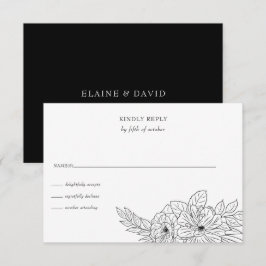 Cartão RSVP Casamento de Desenho Floral Elegante Mínimo