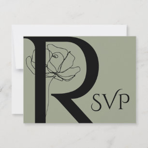 Cartão RSVP Casamento de Desenho Floral Verde Moderno
