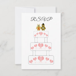 Cartão RSVP Casamento de Design de Bolo Casado