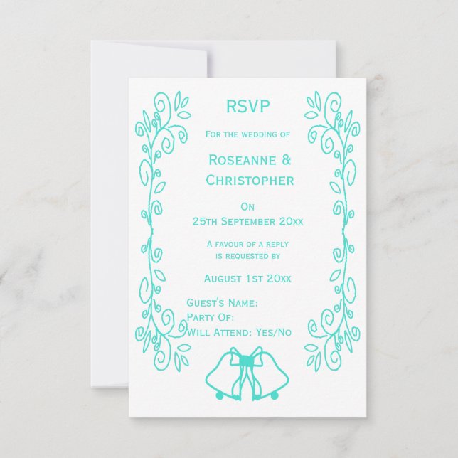 Cartão RSVP Casamento de Design de Carris de Peruca (Frente)