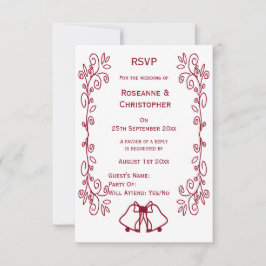 Cartão RSVP Casamento de Design de Cartazes de Rolagem Burgund