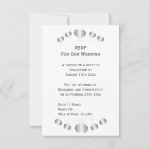 Cartão RSVP Casamento de design de corações prateados