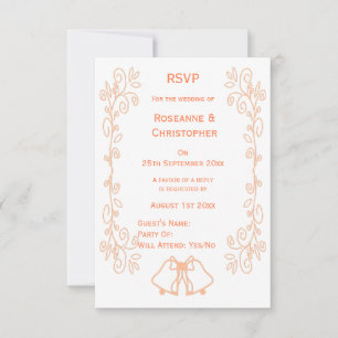 Cartão RSVP Casamento de Design de Corda de Peach Bells