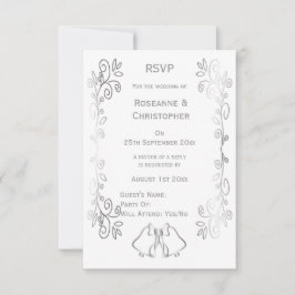 Cartão RSVP Casamento de Design de Rolagem de Silver Bells