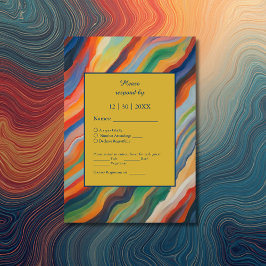 Cartão RSVP casamento de destino africano abstrato marble