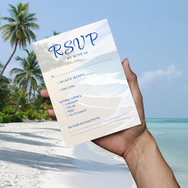 Cartão RSVP Casamento de Destino da Ilha Blue Beach