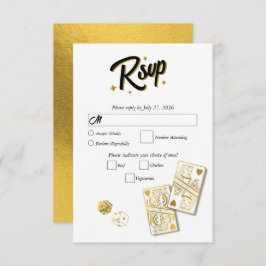 Cartão RSVP Casamento de Destino de Las Vegas Dourado