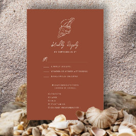 Cartão RSVP Casamento de Destino de Praia de Terracotta Seashe