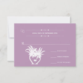 Cartão RSVP Casamento de Destino de Praia Púrpura de Lavanda D