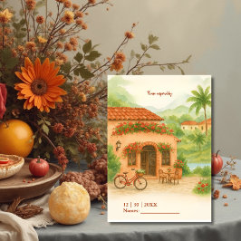 Cartão RSVP Casamento de Destino de Terracotta Hacienda Espanh