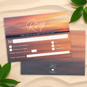 Cartão RSVP Casamento De Destino Laranja Ou Casamento De Praia