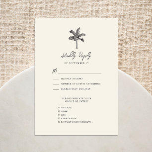Cartão RSVP Casamento de Destino Minimalista da Palm Tree Ivor