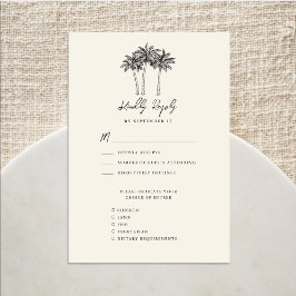 Cartão RSVP Casamento de Destino Minimalista da Palm Tree Ivor