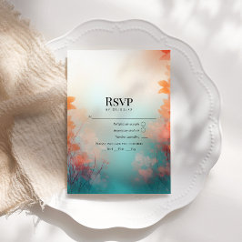 Cartão RSVP Casamento de Destino na Praia ao Pôr do Sol com To