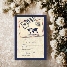 Cartão RSVP Casamento de Destino Russo Internacional de Aventu