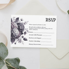Cartão RSVP Casamento de Dia das Bruxas Gótico Floral Dark Hyd