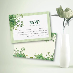 Cartão RSVP Casamento de Dia de São Patrício verde e listras