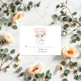 Cartão RSVP Casamento de Diamantes Geométricos de Bronze de El