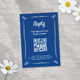 Cartão RSVP Casamento de diversão, desenhado à mão, brilhante