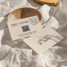 Cartão RSVP Casamento de Diversão Retroativa Ilustrada com Cód