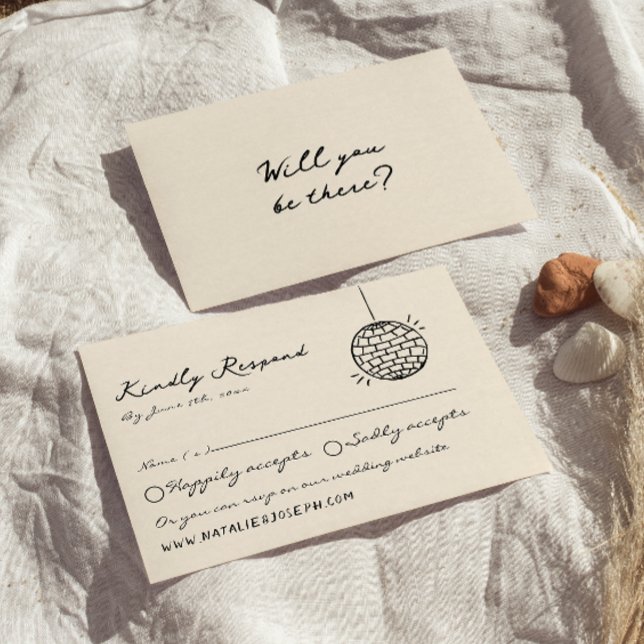 Cartão RSVP Casamento De Divertimento Com Desenho De Mão Retro (Criador carregado)