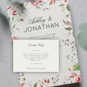 Cartão RSVP Casamento de Divisor Floral Moderno