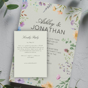 Cartão RSVP Casamento de Divisor Floral Moderno