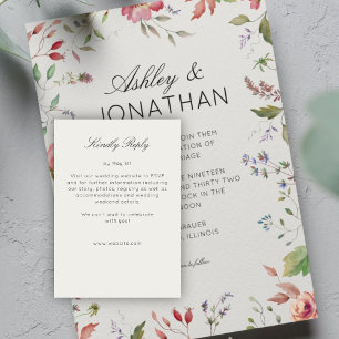 Cartão RSVP Casamento de Divisor Floral Moderno