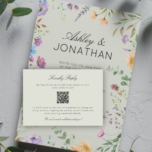 Cartão RSVP Casamento de Divisor Floral Moderno