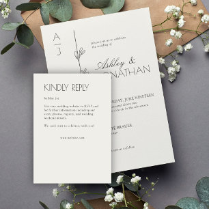 Cartão RSVP Casamento de Divisor Floral Moderno