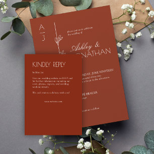 Cartão RSVP Casamento de Divisor Floral Moderno