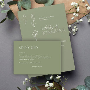 Cartão RSVP Casamento de Divisor Floral Moderno