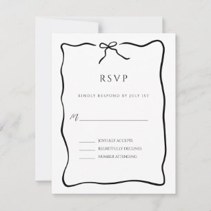 Cartão RSVP Casamento de Doodle com Laço de Roteiro Caprichoso