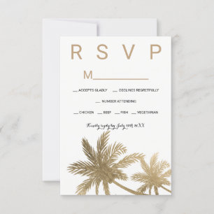 Cartão RSVP Casamento de douradas modernas e falsas árvores RS