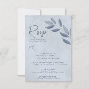 Cartão RSVP Casamento de Dusty Blue Watercolor