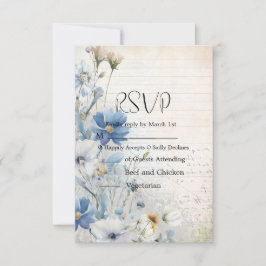 Cartão RSVP Casamento de Dusty Blue Wildflower