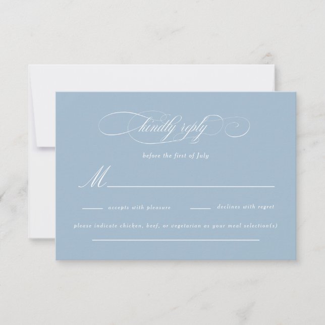 Cartão RSVP Casamento de Elegância de Script Clássico (Frente)